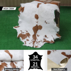 Decorative Brown and White Goat Hide Rug - Perfect for Floor or Wall Accents