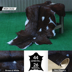 Rustic Dark Brown Goat Hide Rug - Genuine Leather for Timeless Home Styling