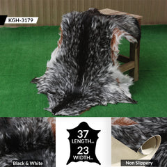 Rustic Black and White Goat Hide Rug - Perfect for Floor or Wall Décor