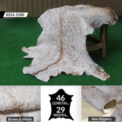 Rustic Brown and White Goat Skin Rug - Unique Pattern for Modern and Classic Décor