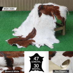 Natural Hair-On Dark Brown Goat Skin Rug - Elegant and Durable for Any Room