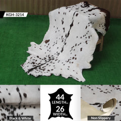 Rustic Black and White Goat Hide Rug - Perfect for Floor or Wall Décor