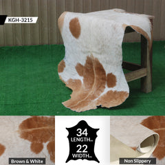 Elegant Brown and White Goat Hide Rug - Perfect Accent for Living Room or Bedroom