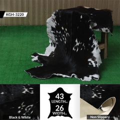 Decorative Black and White Goat Skin Rug - Genuine Leather for Sophisticated Spaces