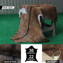Natural Hair-On Dark Brown Goat Skin Rug - Elegant and Durable for Any Room