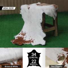Handcrafted Brown and White Goat Skin Rug - Soft, Durable, and Elegant Décor
