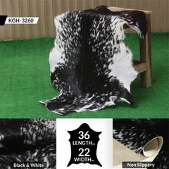 Luxurious Black and White Goat Skin Rug - Natural Hair-On Leather for Home Styling