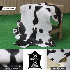 Rustic Black and White Goat Hide Rug - Perfect for Floor or Wall Décor