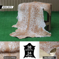 Rustic Brown and White Goat Skin Rug - Unique Pattern for Modern and Classic Décor