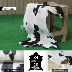 Decorative Black and White Goat Skin Rug - Genuine Leather for Sophisticated Spaces