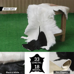 Rustic Black and White Goat Hide Rug - Perfect for Floor or Wall Décor