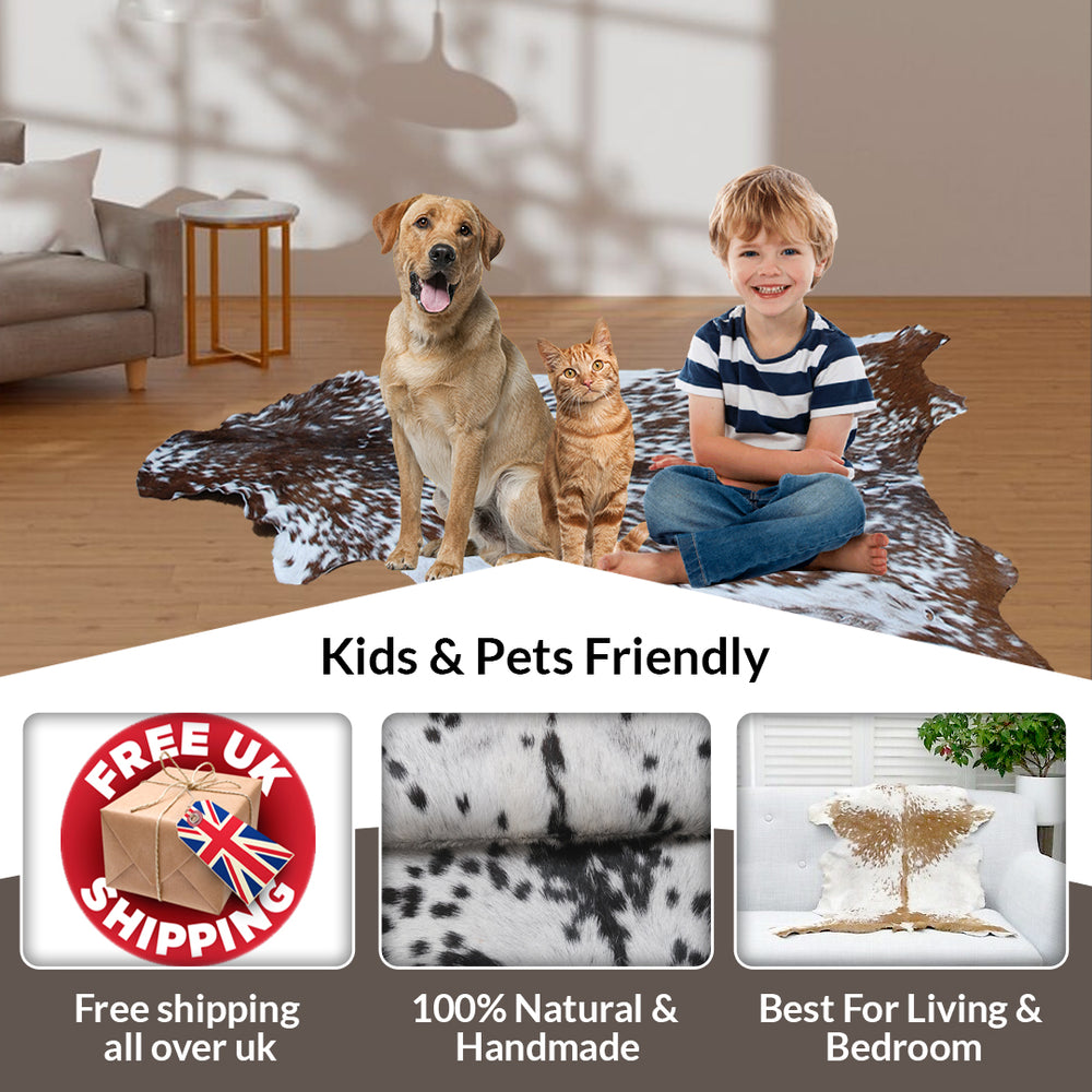 Luxury Black & White Goat Skin Rug - Soft, Durable, and Eco-Friendly Rug with Non-Slip Backing for Home Décor - Celestial Leather Limited