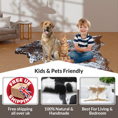 Goat Skin Rug: Tri-Color genuine Goat hide rug