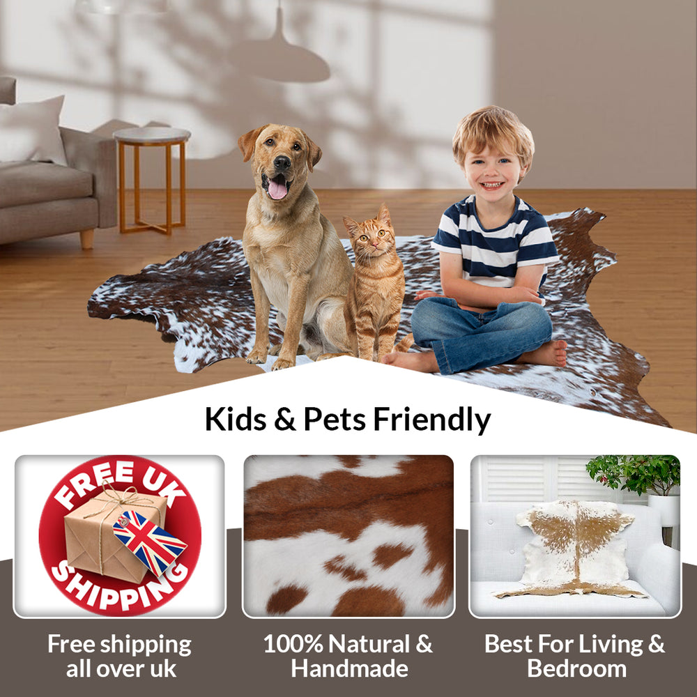 Luxury Multicolor Goat Skin Rug - Handmade from 100% Pure Goat Skin, Hypoallergenic, Non-Slip Suede Back, Sustainable Eco-Friendly Décor - Celestial Leather Limited