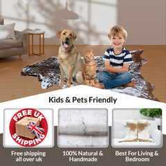 Luxurious Natural Brown & White Goat Skin Rug - Modern Sophistication for Home Decor - Celestial Leather Limited