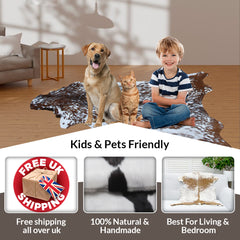 Natural Black and White Goat Hide Rug - Luxurious and Stylish Floor Accent