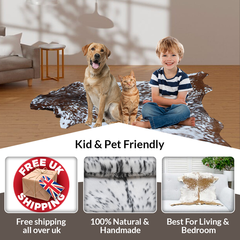 Luxurious Handmade Black & White Goat Skin Rug - Soft, Pet-Friendly, Hypoallergenic, & Eco-Friendly - Unique Statement Piece for Your Home - Celestial Leather Limited