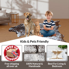 Goat Skin Rug, Black and white Handpicked for Quality, Unique Piece for Sale, Fast UK Delivery