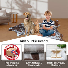 Luxury Brown & White Goat Hide Rug | Premium Hair-On Skin Rug for Home Decor - Celestial Leather Limited