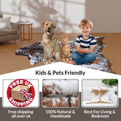 Natural Tri-Color Goat Hide Rug - Luxurious Accent for Rustic and Modern Spaces