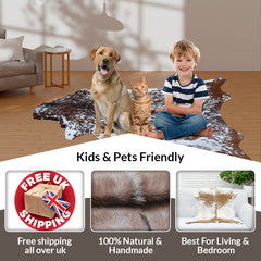 Natural Tri-Color Goat Hide Rug - Luxurious Accent for Rustic and Modern Spaces