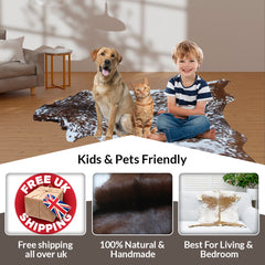 Luxury Brown & White Goat Hide Rug | Handcrafted Premium Goat Skin Rug | Eco-Friendly - Sustainable | Hypoallergenic - Non-Shedding - Celestial Leather Limited