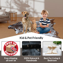 Luxury Dark Brown Goat Skin Floor Rug - Handmade from 100% Pure Goat Skin, Non-Shedding, Kid & Pet-Friendly, Eco-Friendly and Sustainable - Celestial Leather Limited