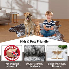 Luxurious Black & White Goat Skin Rug - Premium Quality Rug - Celestial Leather Limited