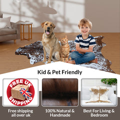 Dark Brown Rug - Soft, Durable, and Eco-Friendly - Handmade Pure Goat Skin Floor Rug - Non-Slip Suede Back