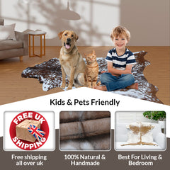 Natural Tri-Color Goat Hide Rug - Luxurious Accent for Rustic and Modern Spaces