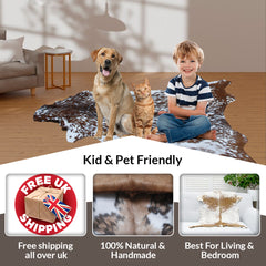 Luxurious Handmade Multicolour Goat Skin Rug - Soft, Kid & Pet-Friendly, Non-Shedding, Sustainable - Eco-Friendly - Unique Art Piece