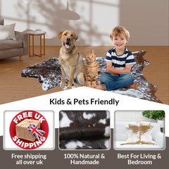 Premium Dark Brown Goat Skin Rug - Rustic Charm for Modern and Classic Interiors