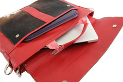 Stylish Cowhide Laptop Portfolio With Unique Animal Print and Detachable Shoulder Strap for Business and Travel - Handcrafted Quality at
