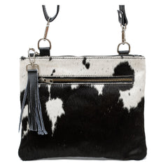 Luxurious Vegan Leather Handbag with Adjustable Strap and Gold Hardware - Unique Cowhide Design - Handcrafted Cross Body Bag for Women - Celestial Leather Limited