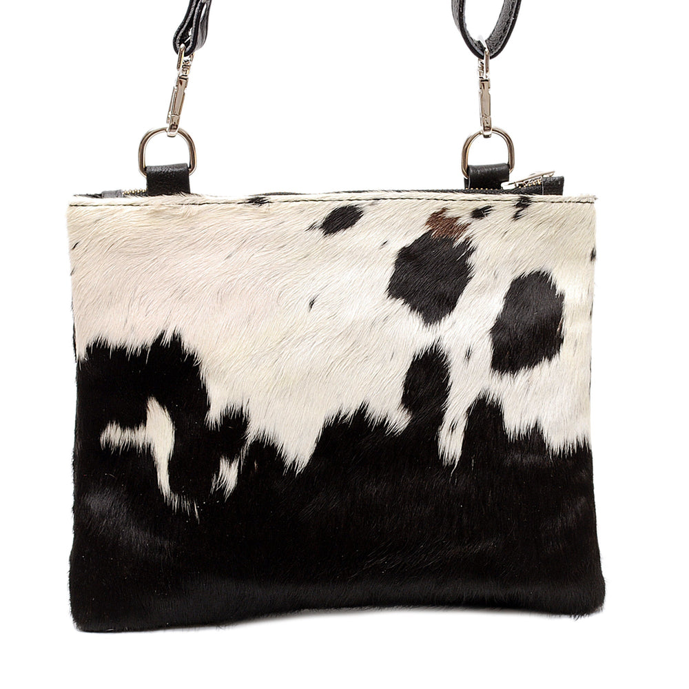 Luxurious Vegan Leather Handbag with Gold Hardware and Adjustable Strap - Unique Cowhide Design - Handcrafted Evening Bag - Celestial Leather Limited