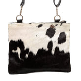 Luxurious Vegan Leather Handbag with Gold Hardware and Adjustable Strap - Unique Cowhide Design - Handcrafted Evening Bag - Celestial Leather Limited