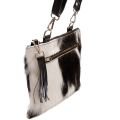 Elegant Vegan Leather Handbag with Adjustable Strap and Gold Hardware - Unique Cowhide Design - Perfect Gift for Her - Celestial Leather Limited