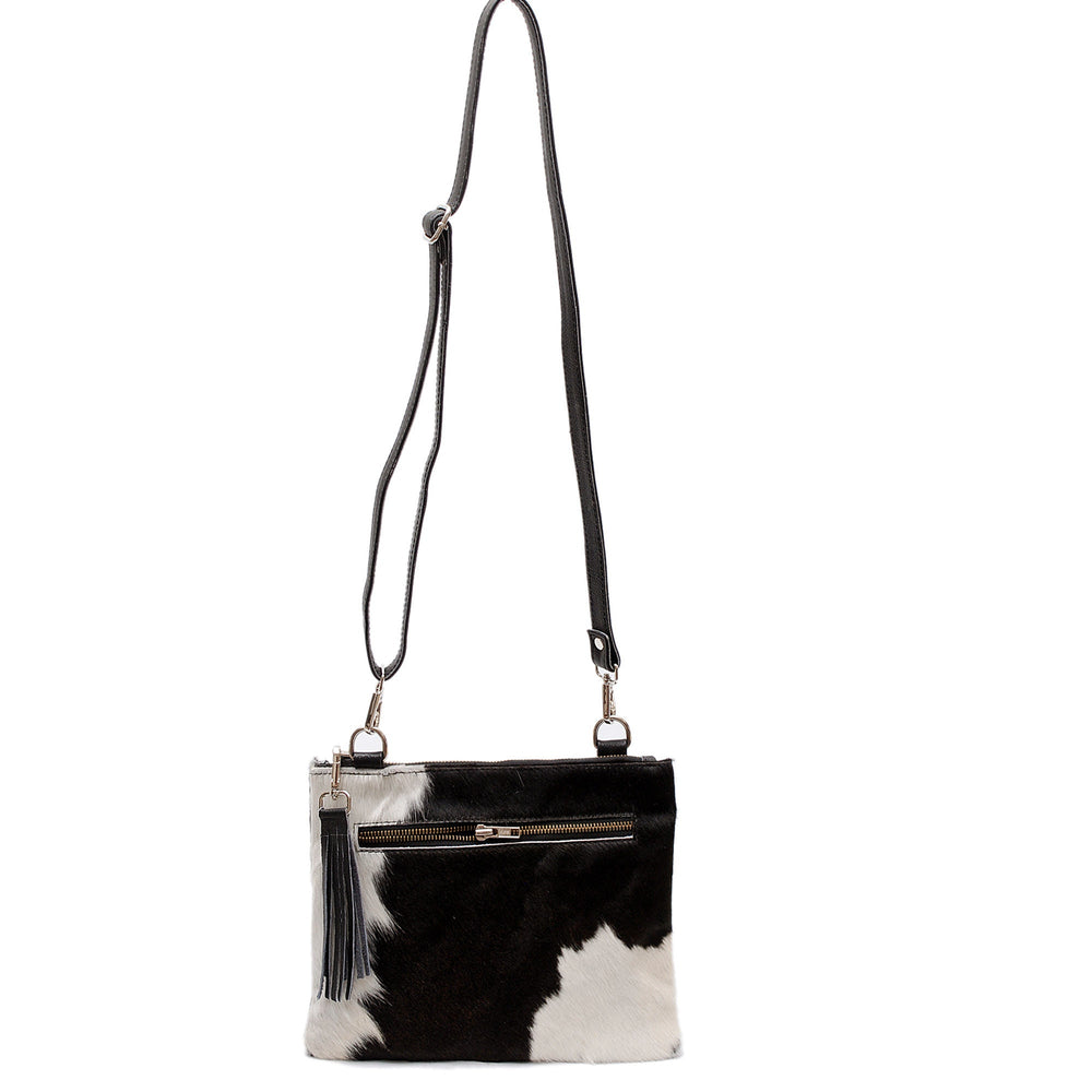 Luxurious Handcrafted Vegan Leather Handbag with Adjustable Strap and Gold Hardware - Unique Cowhide Design for a Stylish Evening Look - Celestial Leather Limited