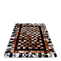 Luxurious Handmade Cowhide Patchwork Rug with Unique Design - Genuine Leather Area Rug for Home Décor & More