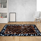 Luxurious Handmade Cowhide Patchwork Rug with Genuine Leather Finish - Unique & Practical Home Décor Accent - Customizable Designs