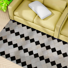 Luxurious Handmade Natural Cowhide Patchwork Rug - Unique Home Décor Accent for Any Room