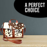 Stylish Cowhide Laptop Bag with Natural Hair & Leather Straps - Environmentally Friendly Briefcase for Business - Travel