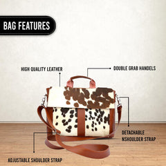 Stylish Cowhide Laptop Bag with Natural Hair & Leather Straps - Environmentally Friendly Briefcase for Business - Travel