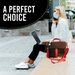 Elegant Natural Cow Hide & Hair On Laptop Bag Briefcase Business Animal Print Portfolio Unisex Messenger Bag - Red Black White