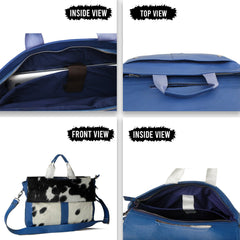 Exquisite Cowhide Laptop Bag with Genuine Cattle Hair and Fur On Bag Unisex Briefcase Business Animal Print - DSC-0637