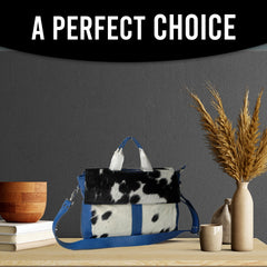 Exquisite Cowhide Laptop Bag with Genuine Cattle Hair and Fur On Bag Unisex Briefcase Business Animal Print - DSC-0637