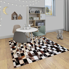 Luxurious Handmade Cowhide Patchwork Rug - Unique Leather Area Rug for Home Décor