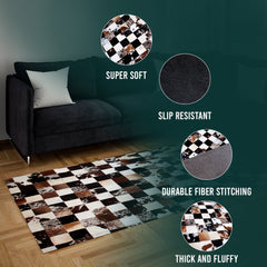 Luxurious Handmade Cowhide Patchwork Rug - Unique Leather Area Rug for Home Décor