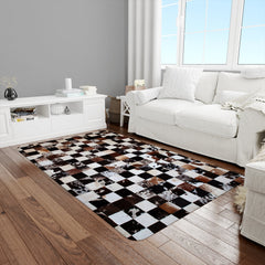 Luxurious Handmade Cowhide Patchwork Rug - Unique Leather Area Rug for Home Décor