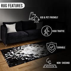 Luxurious Handmade Natural Cowhide Patchwork Rug with Zig Zag Stitching - Unique Home Décor Accent - Custom Sizes Available